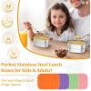 image:imageEfar Stainless Steel Lunch Containers for Kids 3Piece 8OZx2 amp 25OZ Bento Box Snack Food Container with Leakproof Silicone Lid Metal Storage for Toddlers Child School Picnic GreenMulticolor