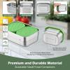 image:imageEfar Stainless Steel Lunch Containers for Kids 3Piece 8OZx2 amp 25OZ Bento Box Snack Food Container with Leakproof Silicone Lid Metal Storage for Toddlers Child School Picnic GreenGreen