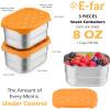 image:imageEfar Stainless Steel Lunch Containers for Kids 3Piece 8OZx2 amp 25OZ Bento Box Snack Food Container with Leakproof Silicone Lid Metal Storage for Toddlers Child School Picnic GreenOrange
