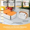 image:imageEfar Stainless Steel Lunch Containers for Kids 3Piece 8OZx2 amp 25OZ Bento Box Snack Food Container with Leakproof Silicone Lid Metal Storage for Toddlers Child School Picnic GreenOrange