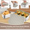 image:imageEfar Stainless Steel Lunch Containers for Kids 3Piece 8OZx2 amp 25OZ Bento Box Snack Food Container with Leakproof Silicone Lid Metal Storage for Toddlers Child School Picnic GreenKhaki