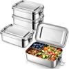 image:imageEfar Stainless Steel Bento Box 28oz Metal Lunch Bento Box wLeak Proof Lid 850ml Small Food Container wRemovable Divider amp Bag Reusable 3Compartment Bento Lunch Container for Camping Picnic4