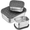 image:imageEfar Stainless Steel Lunch Containers for Kids 3Piece 8OZx2 amp 25OZ Bento Box Snack Food Container with Leakproof Silicone Lid Metal Storage for Toddlers Child School Picnic GreenGray