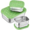 image:imageEfar Stainless Steel Lunch Containers for Kids 3Piece 8OZx2 amp 25OZ Bento Box Snack Food Container with Leakproof Silicone Lid Metal Storage for Toddlers Child School Picnic GreenGreen