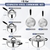 image:imageEfar 10Piece Stainless Steel Cookware Set  Induction TriPly Base Pots and Pans NonToxic Kitchen Cooking Set wStayCool Handle Frying Pans Saucepans Stockpot with lid Oven amp Dishwasher Safe
