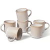 image:imageEfar 12 oz Coffee Mugs Set of 6 Stoneware Coffee Cups with Handle for Man Woman Modern Ribbed Ceramic Tea Mugs for Latte Cocoa Milk Microwave amp Dishwasher Safe Creamy BeigeCreamy Beige