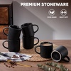 image:imageEfar 12 oz Coffee Mugs Set of 6 Stoneware Coffee Cups with Handle for Man Woman Modern Ribbed Ceramic Tea Mugs for Latte Cocoa Milk Microwave amp Dishwasher Safe Creamy BeigeMatte Black