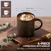 image:imageEfar 12 oz Coffee Mugs Set of 6 Stoneware Coffee Cups with Handle for Man Woman Modern Ribbed Ceramic Tea Mugs for Latte Cocoa Milk Microwave amp Dishwasher Safe Creamy BeigeBlackish Green