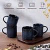 image:imageEfar 12 oz Coffee Mugs Set of 6 Stoneware Coffee Cups with Handle for Man Woman Modern Ribbed Ceramic Tea Mugs for Latte Cocoa Milk Microwave amp Dishwasher Safe Creamy BeigeMidnight Blue