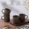 image:imageEfar 12 oz Coffee Mugs Set of 6 Stoneware Coffee Cups with Handle for Man Woman Modern Ribbed Ceramic Tea Mugs for Latte Cocoa Milk Microwave amp Dishwasher Safe Creamy BeigeBlackish Green