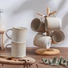image:imageEfar 12 oz Coffee Mugs Set of 6 Stoneware Coffee Cups with Handle for Man Woman Modern Ribbed Ceramic Tea Mugs for Latte Cocoa Milk Microwave amp Dishwasher Safe Creamy BeigeCreamy Beige