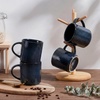 image:imageEfar 12 oz Coffee Mugs Set of 6 Stoneware Coffee Cups with Handle for Man Woman Modern Ribbed Ceramic Tea Mugs for Latte Cocoa Milk Microwave amp Dishwasher Safe Creamy BeigeMidnight Blue