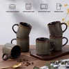 image:imageEfar 12 oz Coffee Mugs Set of 6 Stoneware Coffee Cups with Handle for Man Woman Modern Ribbed Ceramic Tea Mugs for Latte Cocoa Milk Microwave amp Dishwasher Safe Creamy BeigeBlackish Green