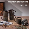 image:imageEfar 12 oz Coffee Mugs Set of 6 Stoneware Coffee Cups with Handle for Man Woman Modern Ribbed Ceramic Tea Mugs for Latte Cocoa Milk Microwave amp Dishwasher Safe Creamy BeigeBlackish Green