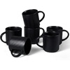 image:imageEfar 12 oz Coffee Mugs Set of 6 Stoneware Coffee Cups with Handle for Man Woman Modern Ribbed Ceramic Tea Mugs for Latte Cocoa Milk Microwave amp Dishwasher Safe Creamy BeigeMatte Black