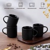image:imageEfar 12 oz Coffee Mugs Set of 6 Stoneware Coffee Cups with Handle for Man Woman Modern Ribbed Ceramic Tea Mugs for Latte Cocoa Milk Microwave amp Dishwasher Safe Creamy BeigeMatte Black