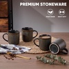 image:imageEfar 12 oz Coffee Mugs Set of 6 Stoneware Coffee Cups with Handle for Man Woman Modern Ribbed Ceramic Tea Mugs for Latte Cocoa Milk Microwave amp Dishwasher Safe Creamy BeigeBlackish Green