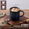 image:imageEfar 12 oz Coffee Mugs Set of 6 Stoneware Coffee Cups with Handle for Man Woman Modern Ribbed Ceramic Tea Mugs for Latte Cocoa Milk Microwave amp Dishwasher Safe Creamy BeigeMidnight Blue