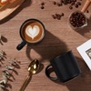 image:imageEfar 12 oz Coffee Mugs Set of 6 Stoneware Coffee Cups with Handle for Man Woman Modern Ribbed Ceramic Tea Mugs for Latte Cocoa Milk Microwave amp Dishwasher Safe Creamy BeigeMatte Black