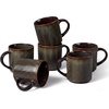 image:imageEfar 12 oz Coffee Mugs Set of 6 Stoneware Coffee Cups with Handle for Man Woman Modern Ribbed Ceramic Tea Mugs for Latte Cocoa Milk Microwave amp Dishwasher Safe Creamy BeigeBlackish Green