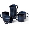 image:imageEfar 12 oz Coffee Mugs Set of 6 Stoneware Coffee Cups with Handle for Man Woman Modern Ribbed Ceramic Tea Mugs for Latte Cocoa Milk Microwave amp Dishwasher Safe Creamy BeigeMidnight Blue