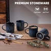 image:imageEfar 12 oz Coffee Mugs Set of 6 Stoneware Coffee Cups with Handle for Man Woman Modern Ribbed Ceramic Tea Mugs for Latte Cocoa Milk Microwave amp Dishwasher Safe Creamy BeigeMidnight Blue