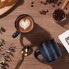 image:imageEfar 12 oz Coffee Mugs Set of 6 Stoneware Coffee Cups with Handle for Man Woman Modern Ribbed Ceramic Tea Mugs for Latte Cocoa Milk Microwave amp Dishwasher Safe Creamy BeigeMidnight Blue