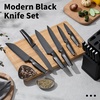image:imageEfar Knife Set 15Piece Kitchen Knife Block Set with Sharpener High Carbon Steel Chef Paring Steak Knives with Ergonomic NonSlip Handle AntiRust amp Razor Sharp BlackBlack