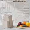 image:imageEfar Knife Set 15Piece Kitchen Knife Block Set with Sharpener High Carbon Steel Chef Paring Steak Knives with Ergonomic NonSlip Handle AntiRust amp Razor Sharp BlackKhaki