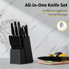 image:imageEfar Knife Set 15Piece Kitchen Knife Block Set with Sharpener High Carbon Steel Chef Paring Steak Knives with Ergonomic NonSlip Handle AntiRust amp Razor Sharp BlackBlack