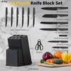 image:imageEfar Knife Set 15Piece Kitchen Knife Block Set with Sharpener High Carbon Steel Chef Paring Steak Knives with Ergonomic NonSlip Handle AntiRust amp Razor Sharp BlackBlack