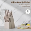 image:imageEfar Knife Set 15Piece Kitchen Knife Block Set with Sharpener High Carbon Steel Chef Paring Steak Knives with Ergonomic NonSlip Handle AntiRust amp Razor Sharp BlackKhaki