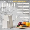 image:imageEfar Knife Set 15Piece Kitchen Knife Block Set with Sharpener High Carbon Steel Chef Paring Steak Knives with Ergonomic NonSlip Handle AntiRust amp Razor Sharp BlackWhite
