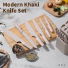 image:imageEfar Knife Set 15Piece Kitchen Knife Block Set with Sharpener High Carbon Steel Chef Paring Steak Knives with Ergonomic NonSlip Handle AntiRust amp Razor Sharp BlackKhaki