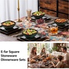 image:imageEfar Square plates and bowls Sets for 4 12Piece Reactive Glaze Stoneware Dinnerware Sets Ceramic Dishes for Kitchen Dining Microwave amp Dishwasher Safe Obsidian GreenObsidian Green