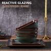 image:imageEfar Square plates and bowls Sets for 4 12Piece Reactive Glaze Stoneware Dinnerware Sets Ceramic Dishes for Kitchen Dining Microwave amp Dishwasher Safe Obsidian GreenObsidian Green