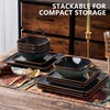 image:imageEfar Square plates and bowls Sets for 4 12Piece Reactive Glaze Stoneware Dinnerware Sets Ceramic Dishes for Kitchen Dining Microwave amp Dishwasher Safe Obsidian GreenObsidian Green