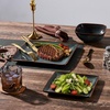 image:imageEfar Square plates and bowls Sets for 4 12Piece Reactive Glaze Stoneware Dinnerware Sets Ceramic Dishes for Kitchen Dining Microwave amp Dishwasher Safe Obsidian GreenObsidian Green