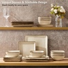 image:imageEfar Square plates and bowls Sets for 4 12Piece Reactive Glaze Stoneware Dinnerware Sets Ceramic Dishes for Kitchen Dining Microwave amp Dishwasher Safe Obsidian GreenSandy Beige