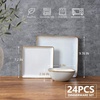 image:imageEfar Square plates and bowls Sets for 4 12Piece Reactive Glaze Stoneware Dinnerware Sets Ceramic Dishes for Kitchen Dining Microwave amp Dishwasher Safe Obsidian GreenSeashell White