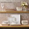 image:imageEfar Square plates and bowls Sets for 4 12Piece Reactive Glaze Stoneware Dinnerware Sets Ceramic Dishes for Kitchen Dining Microwave amp Dishwasher Safe Obsidian GreenSeashell White