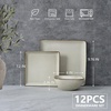image:imageEfar Square plates and bowls Sets for 4 12Piece Reactive Glaze Stoneware Dinnerware Sets Ceramic Dishes for Kitchen Dining Microwave amp Dishwasher Safe Obsidian GreenSandy Beige