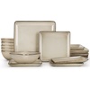 image:imageEfar Square plates and bowls Sets for 4 12Piece Reactive Glaze Stoneware Dinnerware Sets Ceramic Dishes for Kitchen Dining Microwave amp Dishwasher Safe Obsidian GreenSandy Beige