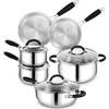 image:imageEfar 10Piece Stainless Steel Cookware Set  Induction TriPly Base Pots and Pans NonToxic Kitchen Cooking Set wStayCool Handle Frying Pans Saucepans Stockpot with lid Oven amp Dishwasher Safe