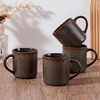 image:imageEfar 12 oz Coffee Mugs Set of 6 Stoneware Coffee Cups with Handle for Man Woman Modern Ribbed Ceramic Tea Mugs for Latte Cocoa Milk Microwave amp Dishwasher Safe Creamy BeigeBlackish Green