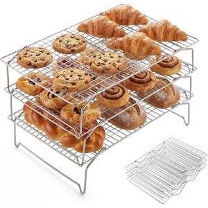 image:imageEfar 4Tier Collapsible Cooling Rack for Cooking and Baking  15x10 Stackable TightWire Stainless Steel Cookie Rack for Baking Sheet Oven Roasting Dishwasher Safe amp Space Saving3
