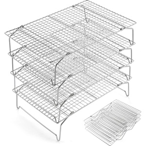 image:imageEfar 4Tier Collapsible Cooling Rack for Cooking and Baking  15x10 Stackable TightWire Stainless Steel Cookie Rack for Baking Sheet Oven Roasting Dishwasher Safe amp Space Saving4