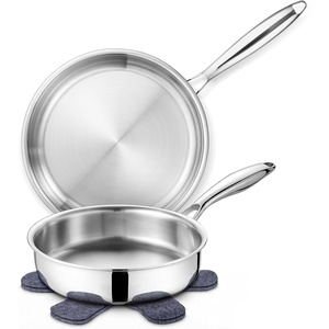 image:imageEfar Frying Pan Set of 3 81012 Inch TriPly Stainless Steel Skillet Set Cooking Pans for Searing amp Sauting HeavyDuty amp NonToxic Kitchen Cookware Induction Compatible Oven amp Dishwasher Safe1012 Inch