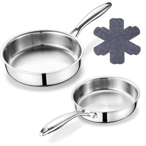 image:imageEfar Frying Pan Set of 3 81012 Inch TriPly Stainless Steel Skillet Set Cooking Pans for Searing amp Sauting HeavyDuty amp NonToxic Kitchen Cookware Induction Compatible Oven amp Dishwasher Safe810 Inch