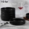 image:imageEfar Pasta Bowls Set of 6 35oz Large Salad Bowl Plate for Dinner Serving Soup Wide amp Shallow Ceramic Stoneware Pasta Plates Microwave amp Dishwasher Safe Reactive Glaze TextureStripe Matte BlackMatte Black